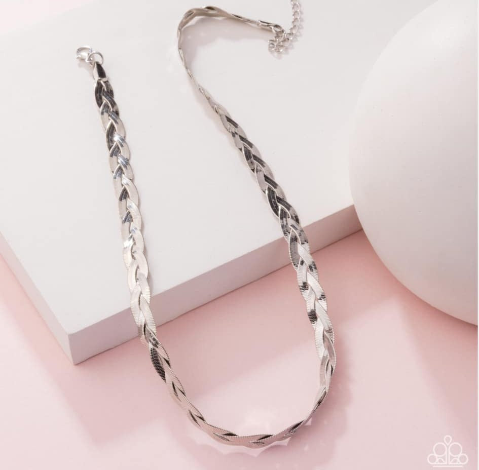 Paparazzi Necklace ~ Bewildering Braid - Silver