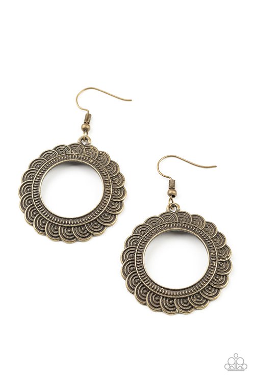 Mayan Mardi Gras - Brass - Paparazzi Earring Image