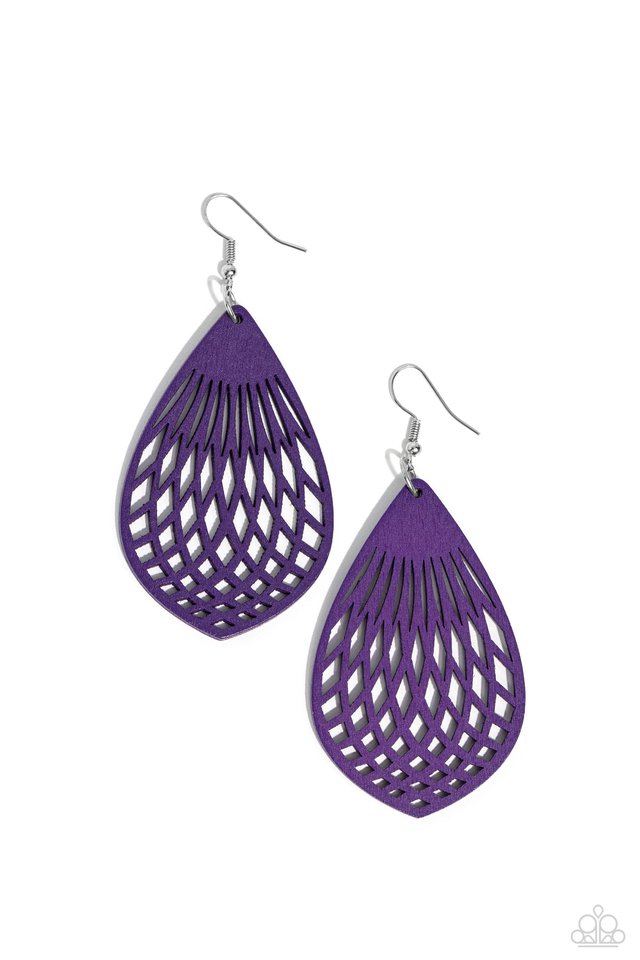 Caribbean Coral - Purple - Paparazzi Earring Image