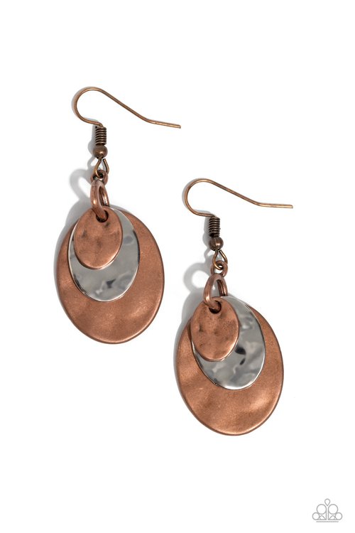 Hammered Homespun - Copper - Paparazzi Earring Image