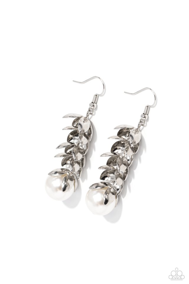 Ocean FROND Property - White - Paparazzi Earring Image