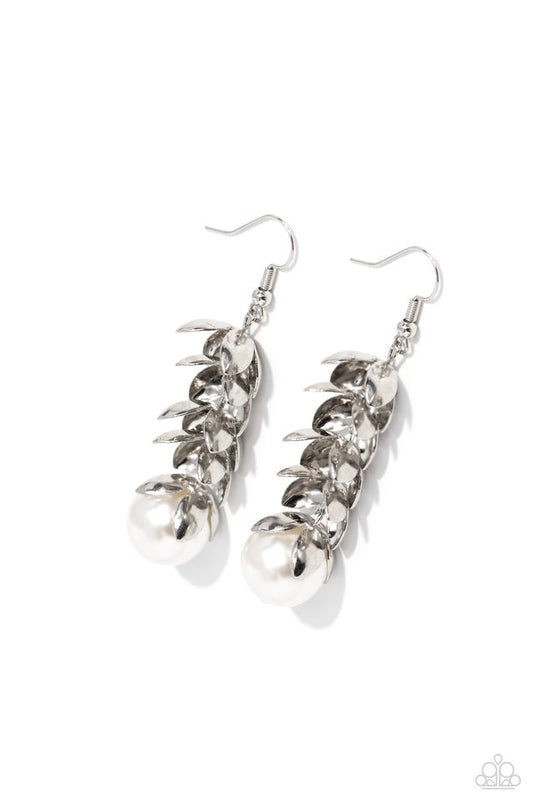 Ocean FROND Property - White - Paparazzi Earring Image