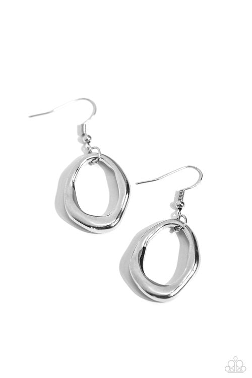 Asymmetrically Artisan - Silver - Paparazzi Earring Image