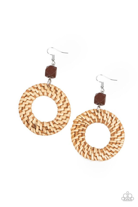 Wildly Wicker - Brown - Paparazzi Earring Image
