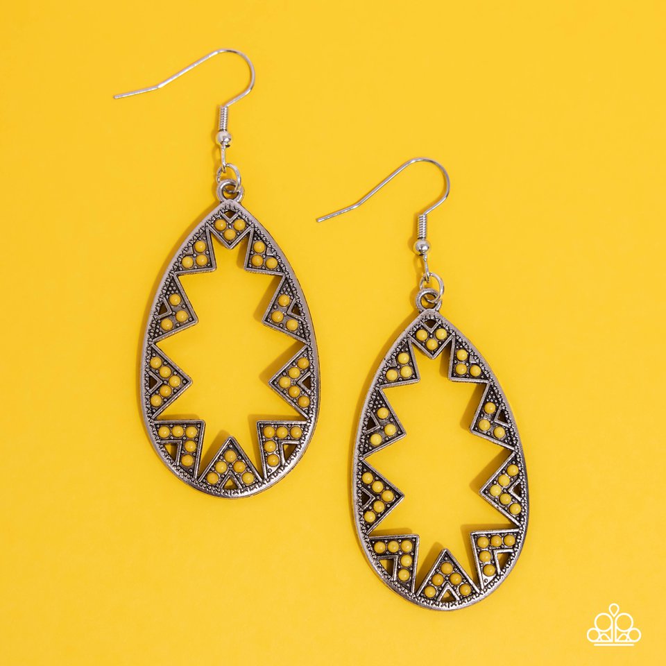 Wildly Wonderous - Yellow - Paparazzi Earring Image