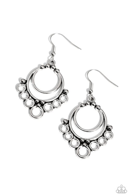 Rustic Rotary - Silver - Paparazzi Earring Image