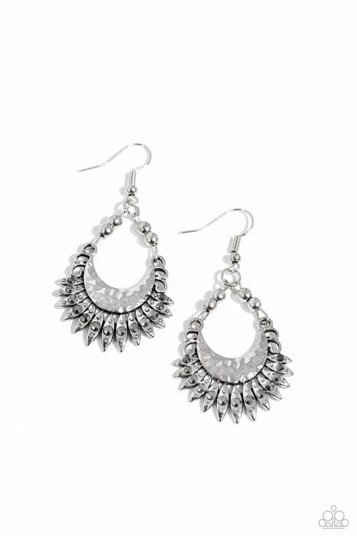 Lunar Luxury - Silver - Paparazzi Earring Image