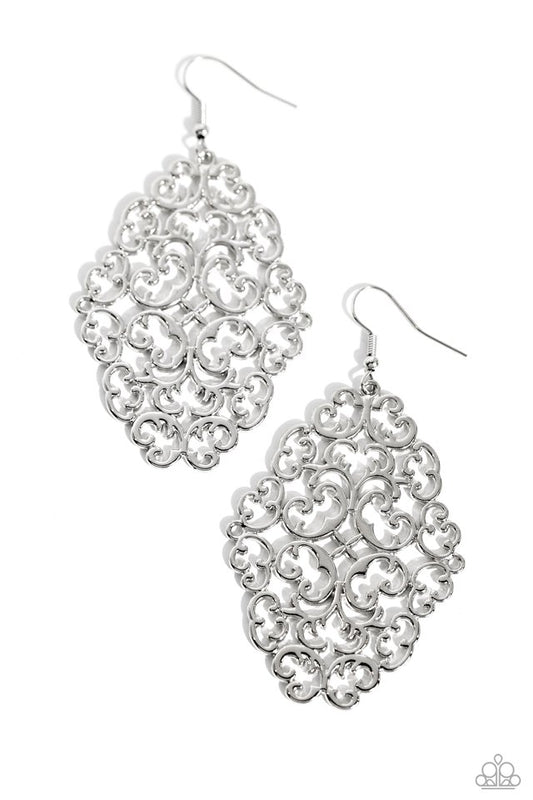 Contemporary Courtyards - Silver - Paparazzi Earring Image