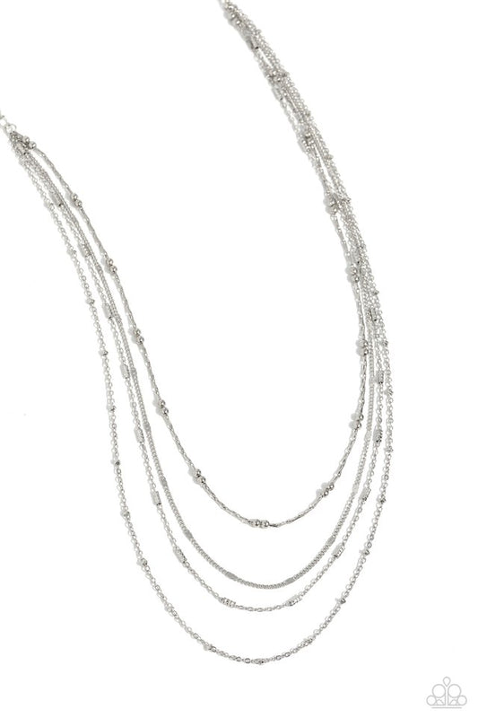 Paparazzi Necklace ~ Studded Shimmer - Silver