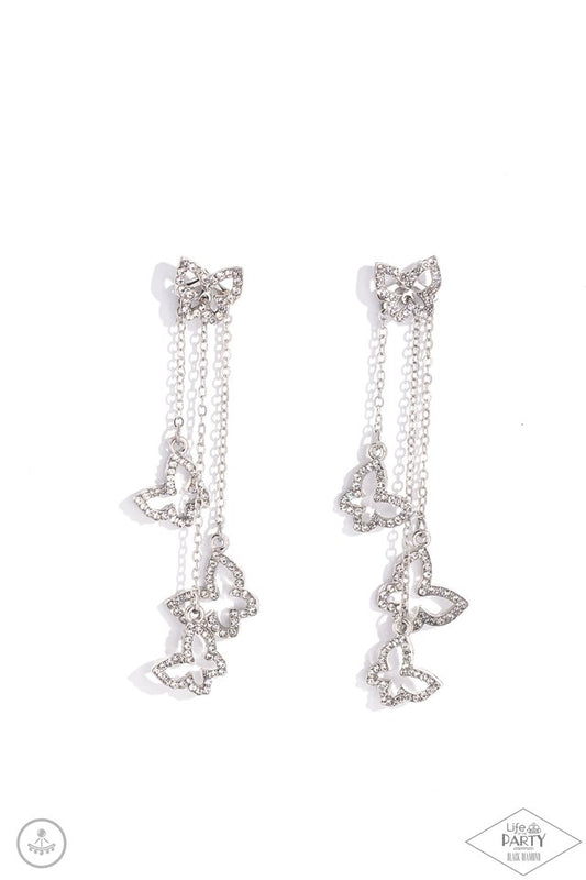Boisterous Butterfly - White - Paparazzi Earring Image