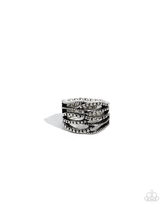 Streamlined Showdown - Silver - Paparazzi Ring Image