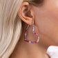 Paparazzi Earring ~ Striped Sweethearts - Pink