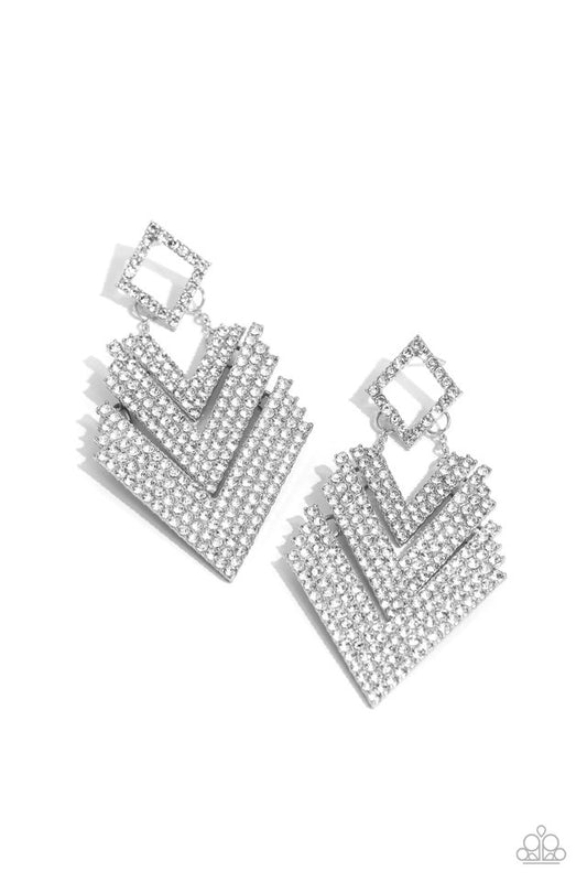 Cautious Caliber - White - Paparazzi Earring Image