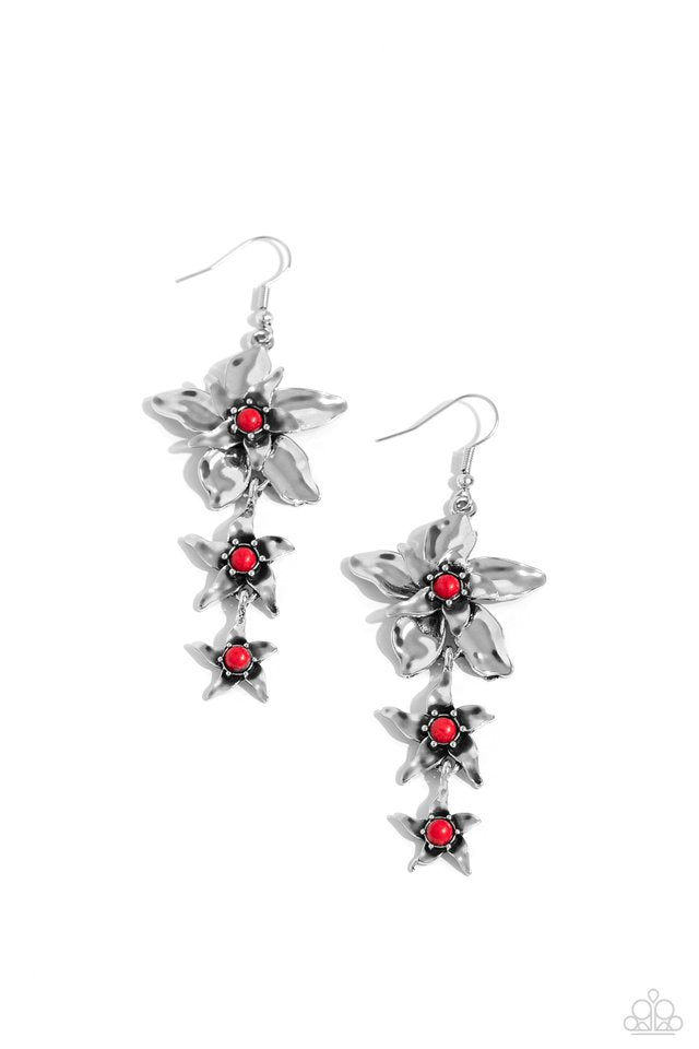 Tapered Tiers - Red - Paparazzi Earring Image