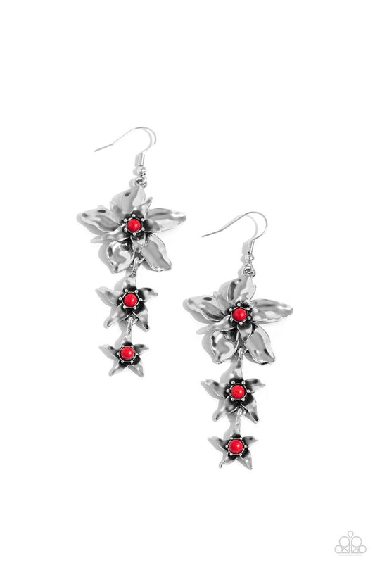 Tapered Tiers - Red - Paparazzi Earring Image