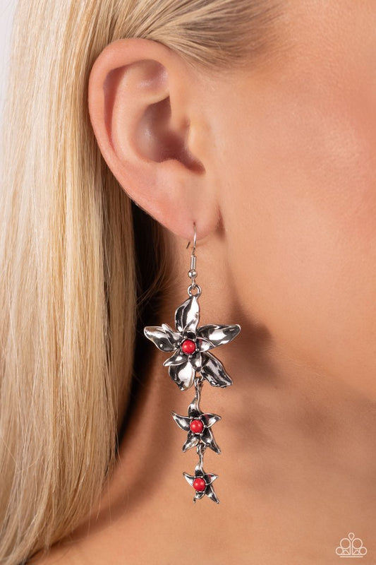 Tapered Tiers - Red - Paparazzi Earring Image