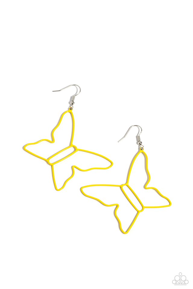 Soaring Silhouettes - Yellow - Paparazzi Earring Image