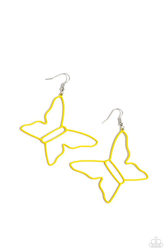 Soaring Silhouettes - Yellow - Paparazzi Earring Image