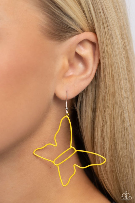 Soaring Silhouettes - Yellow - Paparazzi Earring Image