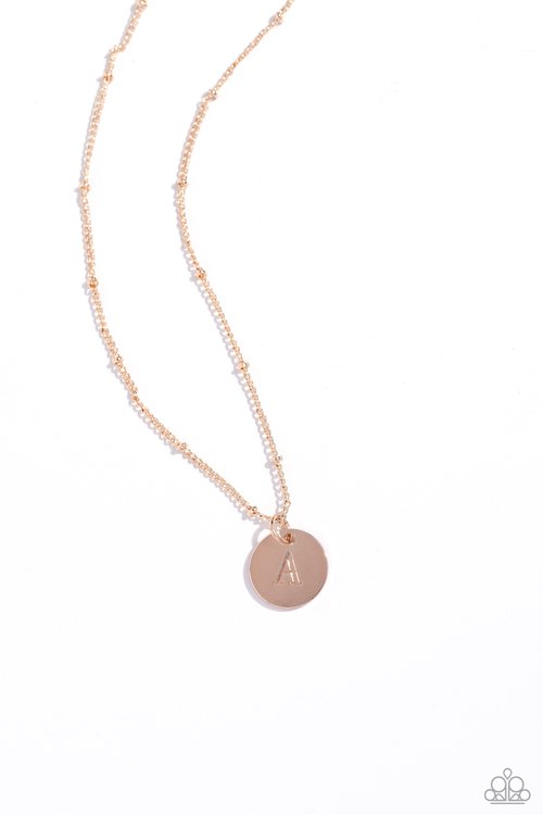 Initial Elegance - Rose Gold - A - Paparazzi Necklace Image
