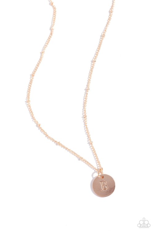 Initial Elegance - Rose Gold - B - Paparazzi Necklace Image