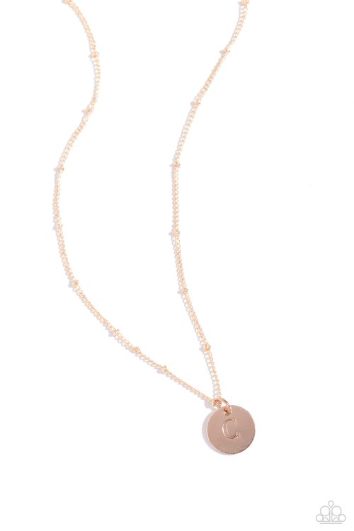 Initial Elegance - Rose Gold - C - Paparazzi Necklace Image