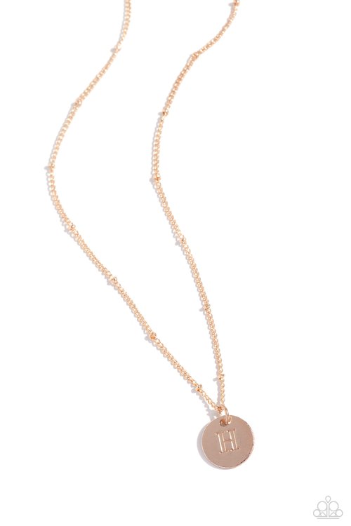 Initial Elegance - Rose Gold - H - Paparazzi Necklace Image