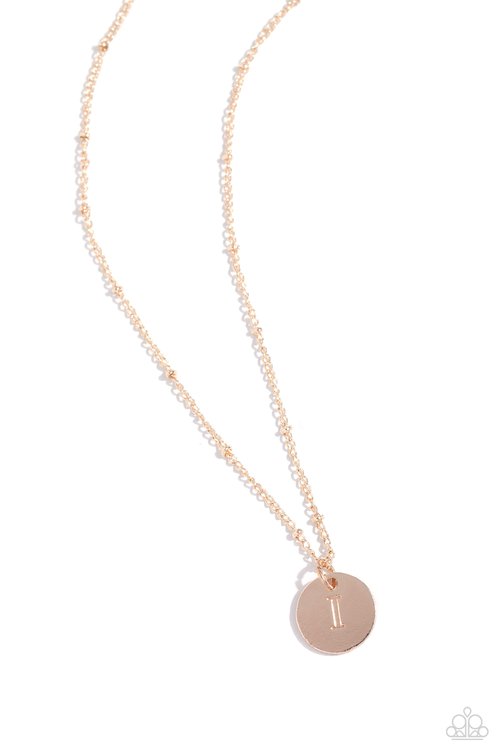 Initial Elegance - Rose Gold - I - Paparazzi Necklace Image