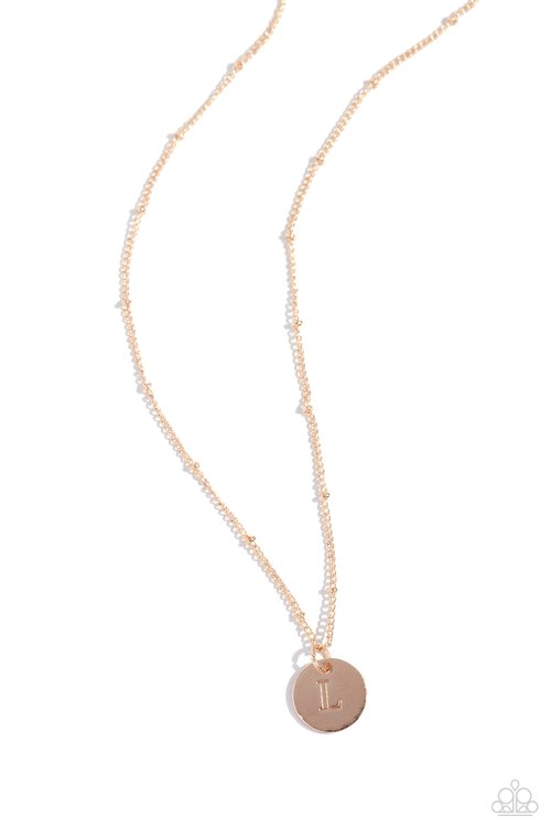 Initial Elegance - Rose Gold - L - Paparazzi Necklace Image