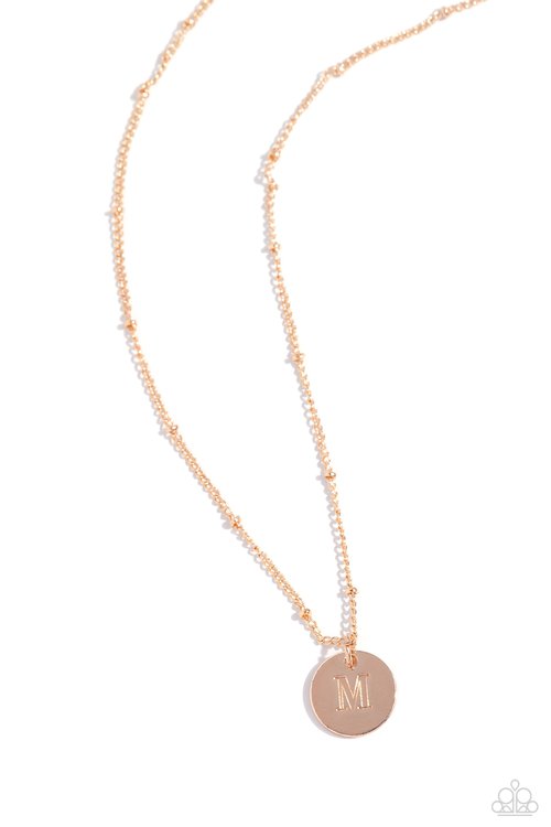 Initial Elegance - Rose Gold - M - Paparazzi Necklace Image
