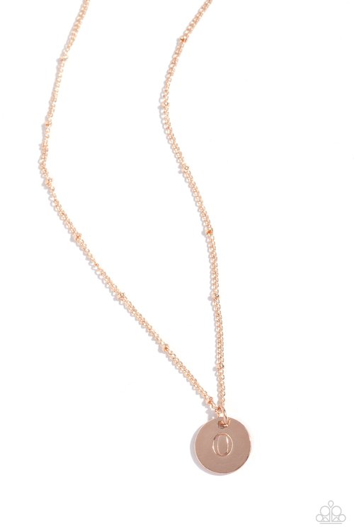 Initial Elegance - Rose Gold - O - Paparazzi Necklace Image