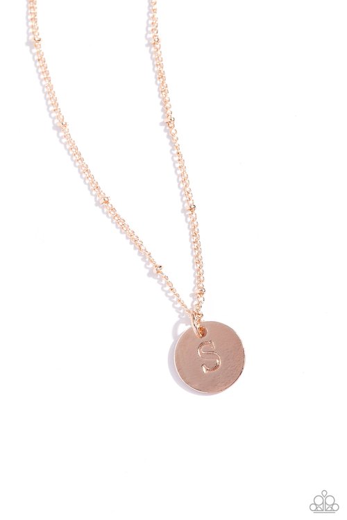 Initial Elegance - Rose Gold - S - Paparazzi Necklace Image