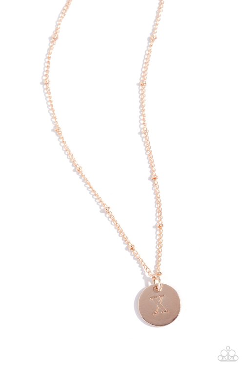 Initial Elegance - Rose Gold - X - Paparazzi Necklace Image