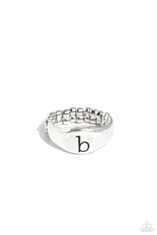 Monogram Memento - Silver - B - Paparazzi Ring Image
