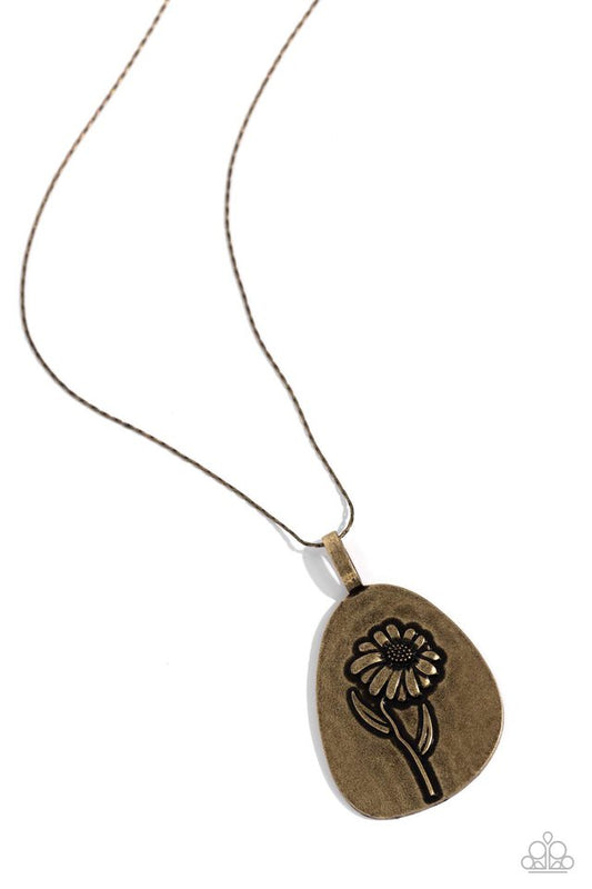 Sunflower Shift - Brass - Paparazzi Necklace Image