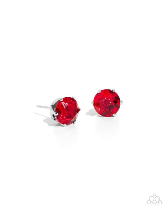Breathtaking Birthstone - Red - Paparazzi Earring Image