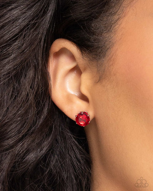 Breathtaking Birthstone - Red - Paparazzi Earring Image