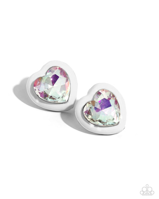 Heartfelt Haute - White - Paparazzi Earring Image