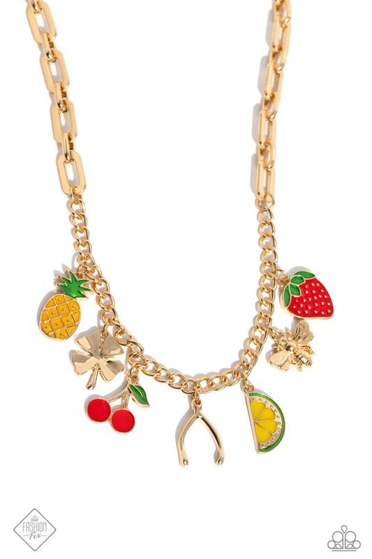 Fruit Festival - Gold - Paparazzi Necklace Image