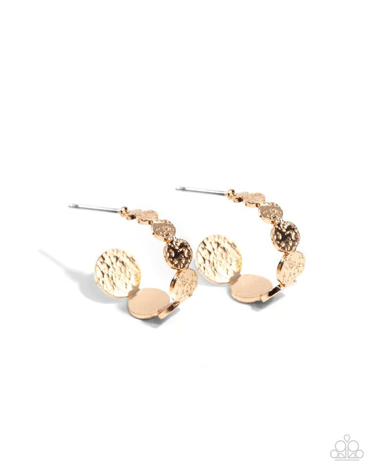Textured Tease - Gold - Paparazzi Earring Image