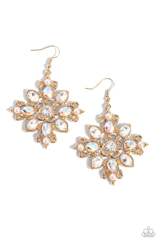 Fancy-Free Florals - Gold - Paparazzi Earring Image