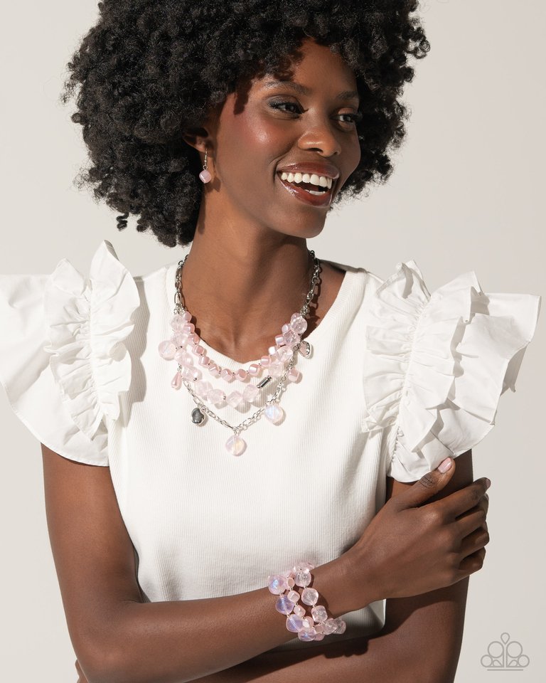 Cubed Cameo - Pink - Paparazzi Necklace Image