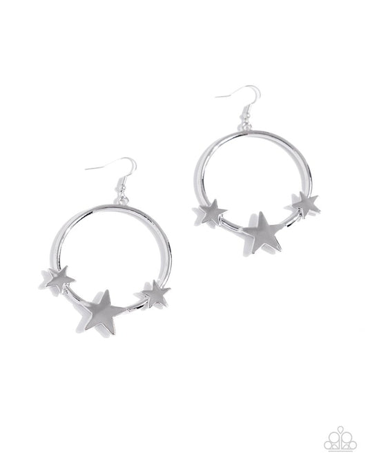 Let SPARKLE Ring! - Silver - Paparazzi Earring Image
