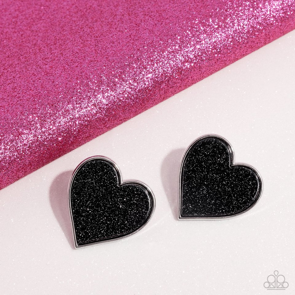 Glitter Gamble - Black - Paparazzi Earring Image