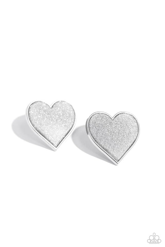 Glitter Gamble - Silver - Paparazzi Earring Image
