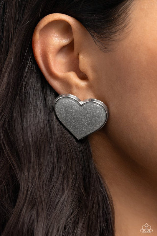 Glitter Gamble - Silver - Paparazzi Earring Image