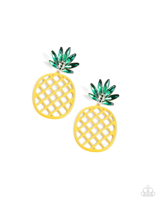 Pineapple Passion - Yellow - Paparazzi Earring Image