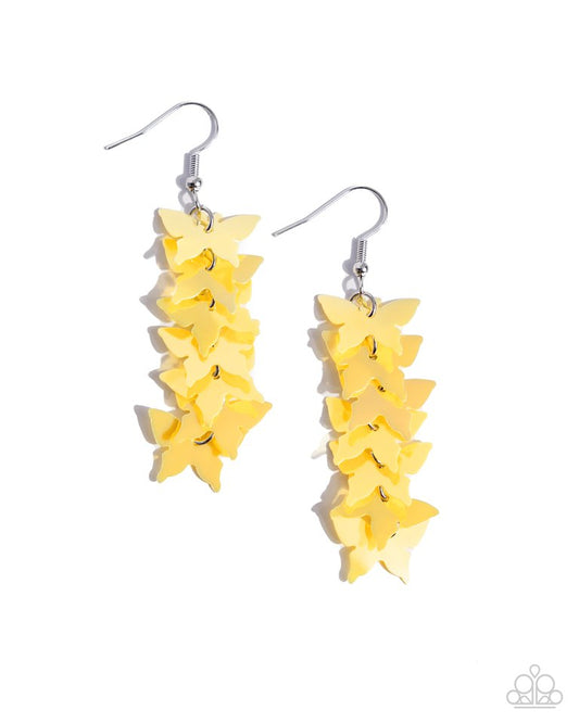 Aerial Ambiance - Yellow - Paparazzi Earring Image