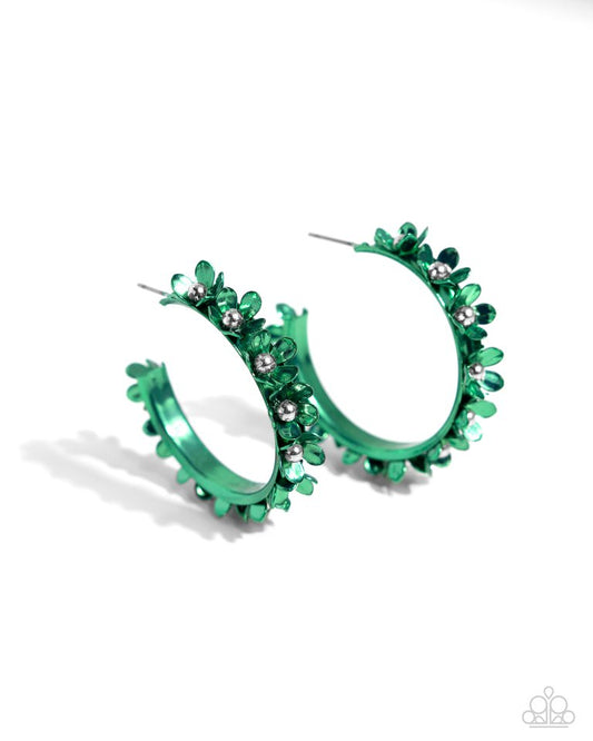 Fashionable Flower Crown - Green - Paparazzi Earring Image