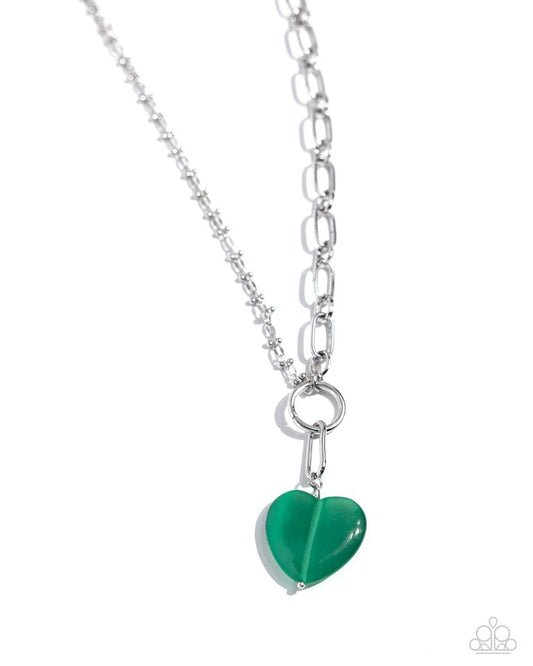 Definition of HEART - Green - Paparazzi Necklace Image